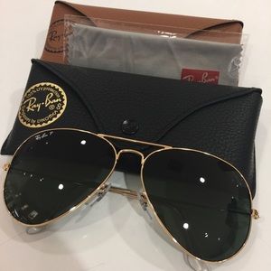 62 mm Authentic polarized Ray Ban Aviator