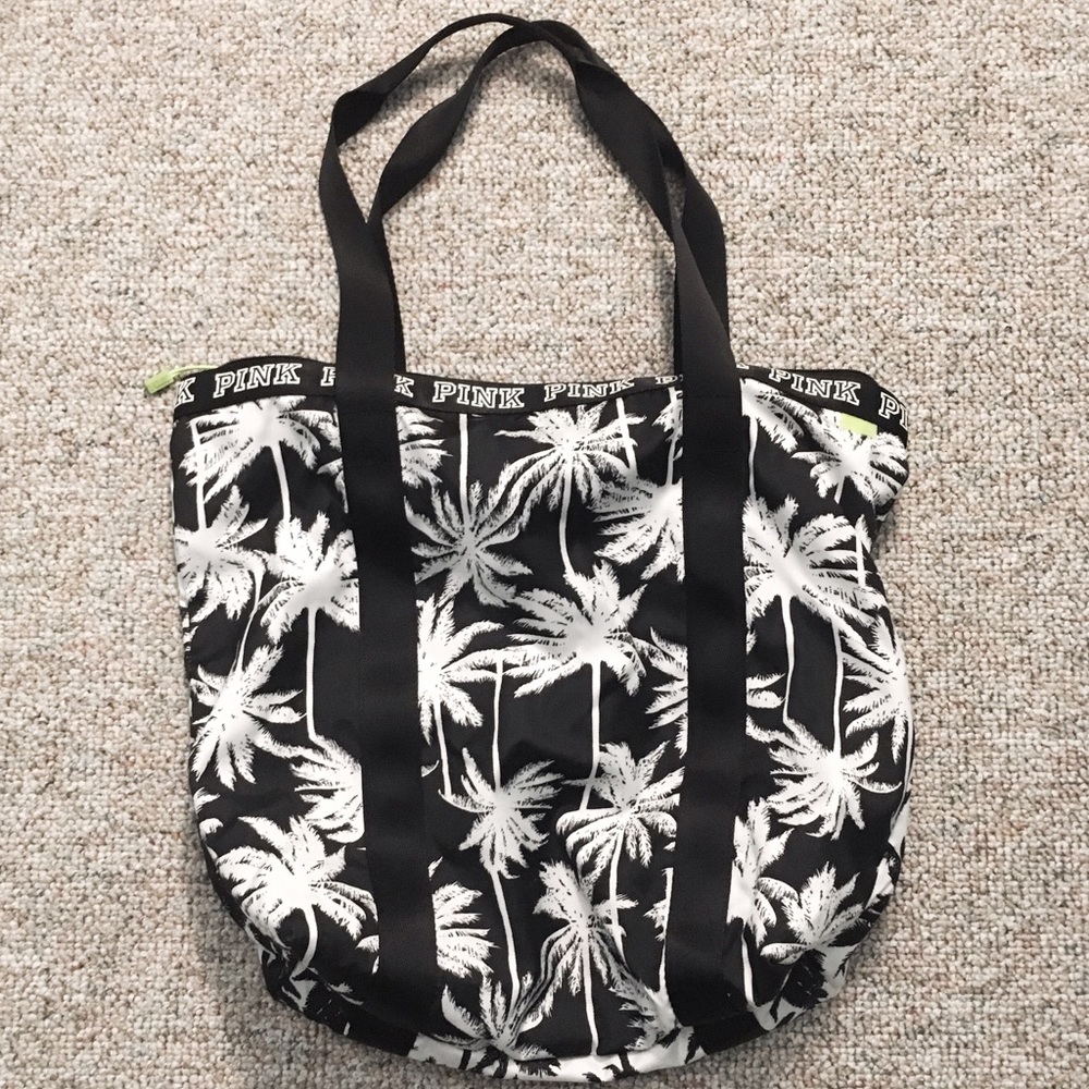 VS PINK palm tree tote