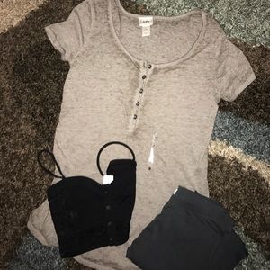 BUNDLE! Buckle Shirt, Tillys Bralette, leggings