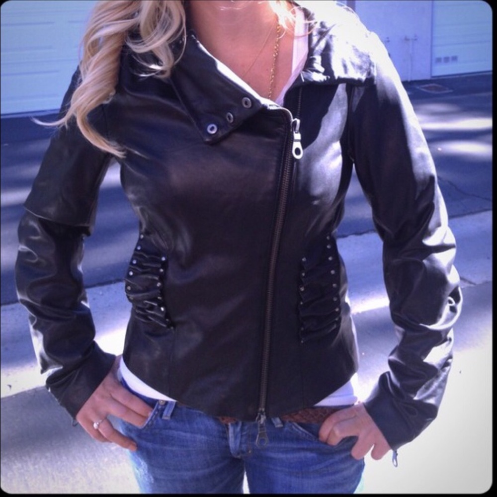 L.A.M.B Black leather jacket size 6