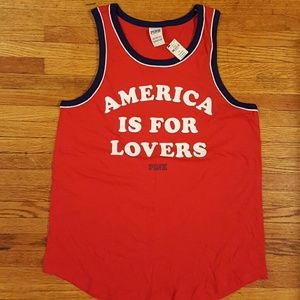 Pink Victoria Secret America is for Lovers tank