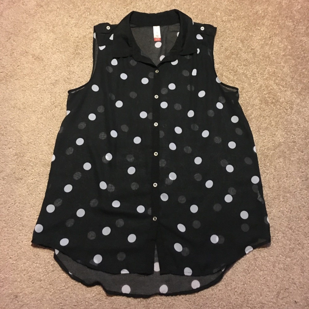 Black & White Sheer Polka Dot Tank Top