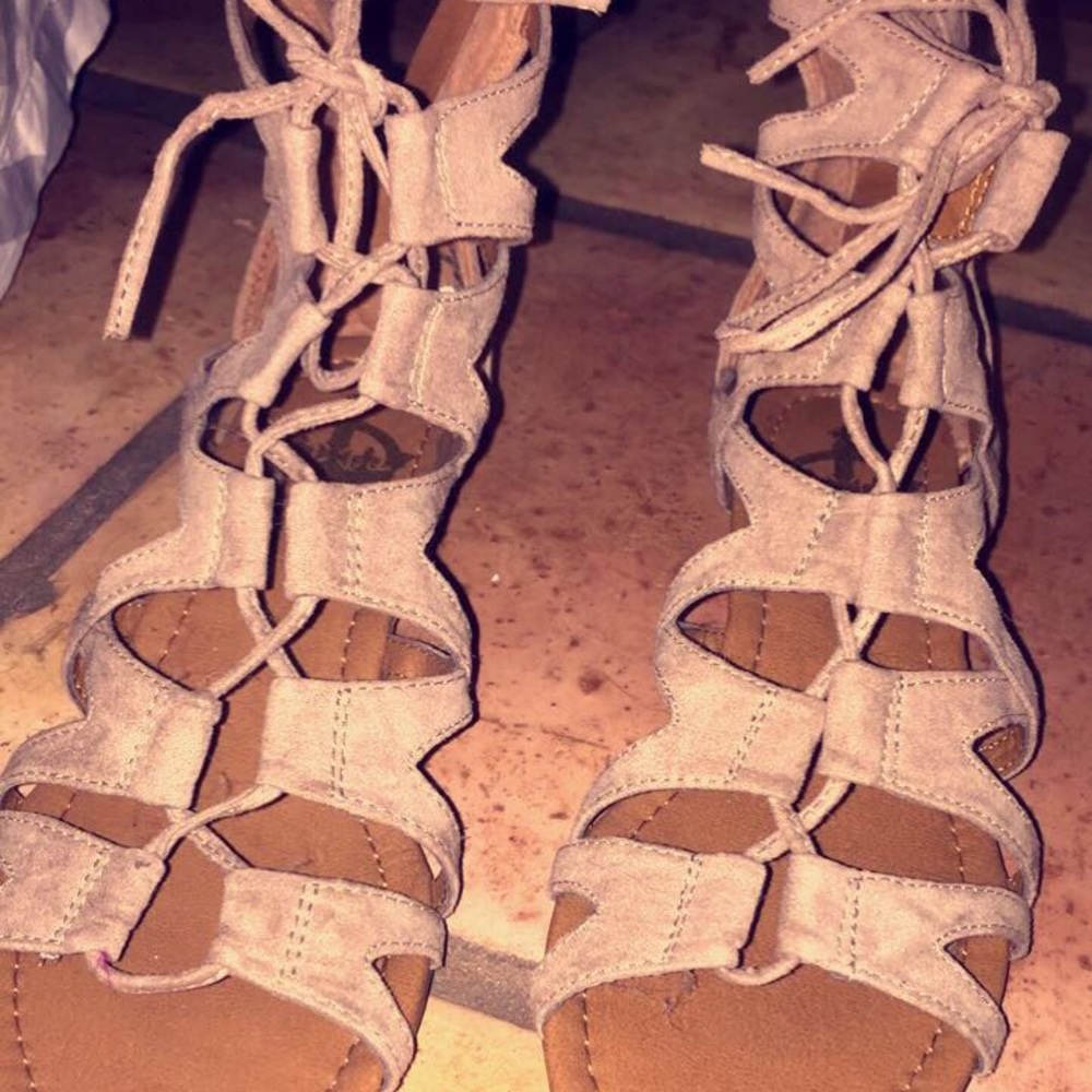 Gray suede Heeled sandals