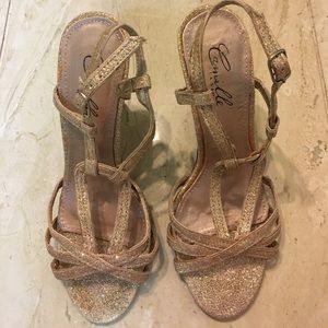 Gold glitter heels size 5 1/2 worn once.