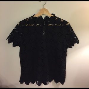 Who What Wear Black Lace Top