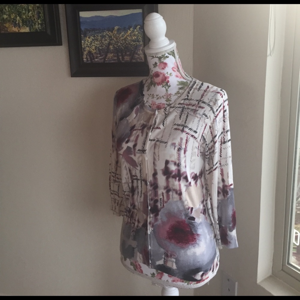 White House Black Market Print Cardigan- S