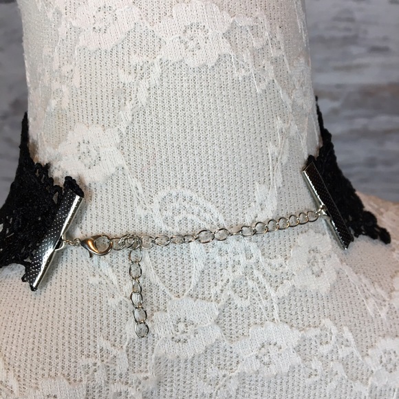 •Lace• Black Tattoo Choker Collar Chic Pearl Drop - Picture 4 of 5