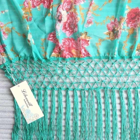 Floral print fringe kimono - Picture 4 of 4