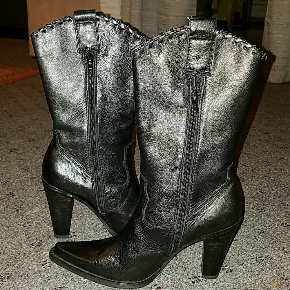 Steve madden black leather boots
