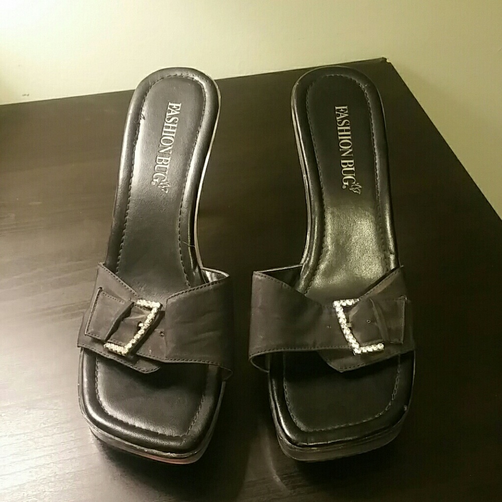 Black open toe heels