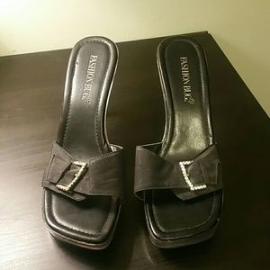 Black open toe heels