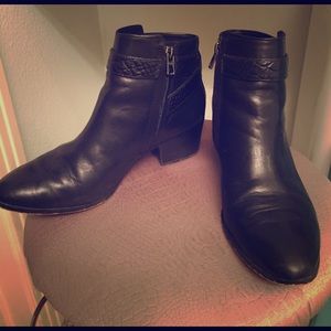 Coach black leather booties