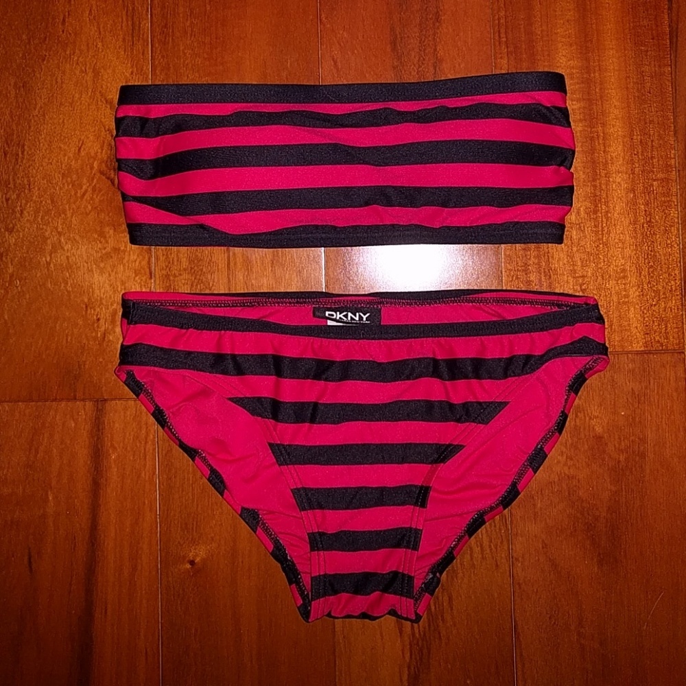 FINAL SALE Red and black bandeau bikini