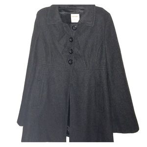 Excellent condition gray peacoat, ruffle detail