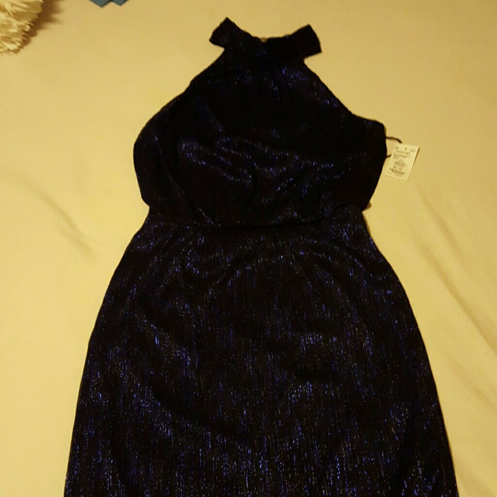 London Times crinkle blouson dress size 4 Navy