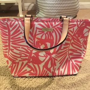 Kate Spade pink and white printed tote
