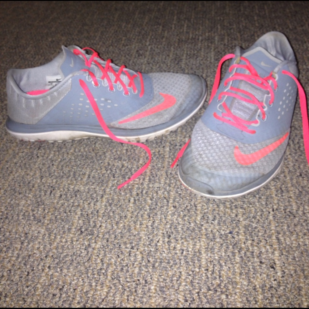 Grey and pink Nikes