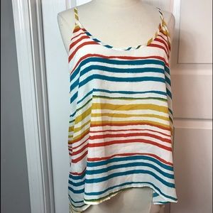 NWT chocolate multicolor cami open back blouse top