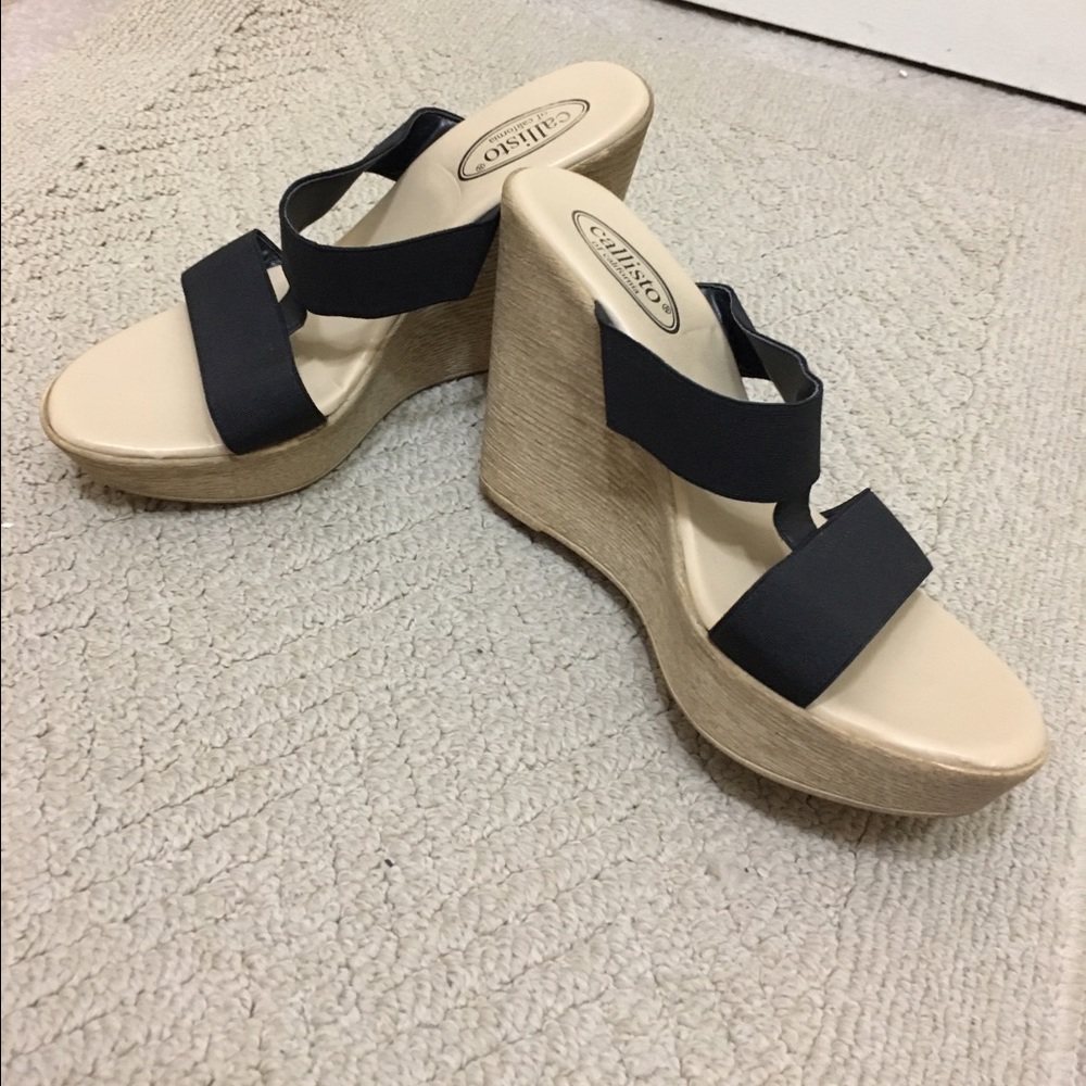 Callisto black wedge sandal