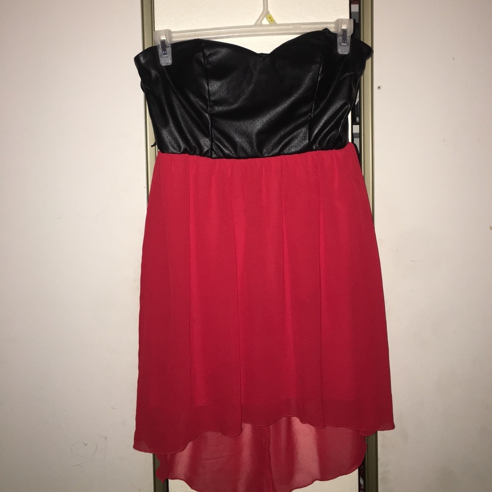 polyester and leather minidress