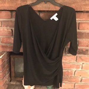 Black cross body wrap shirt