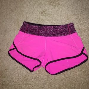 Pink Lululemon speed shorts in perfect condition!