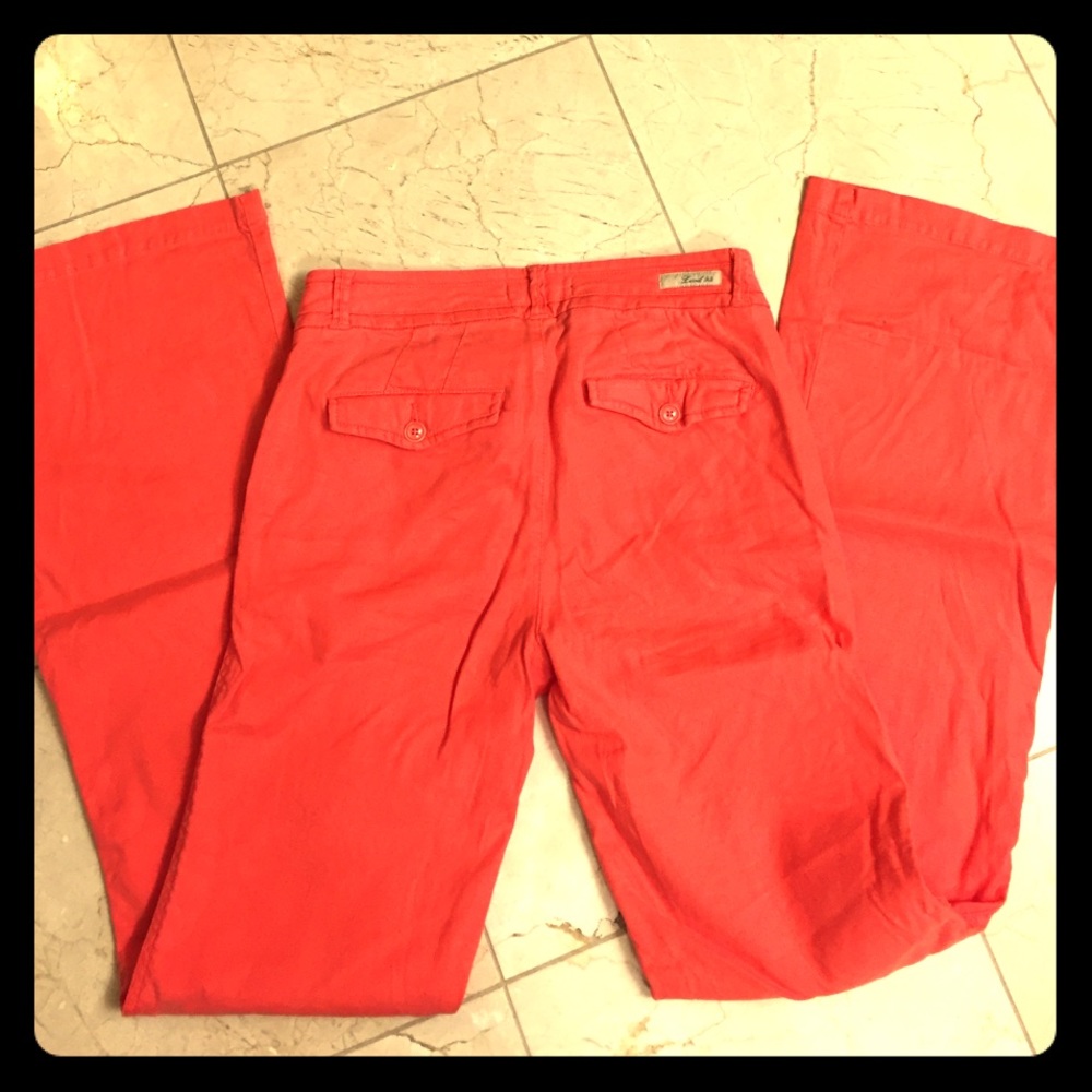 Coral linen pants