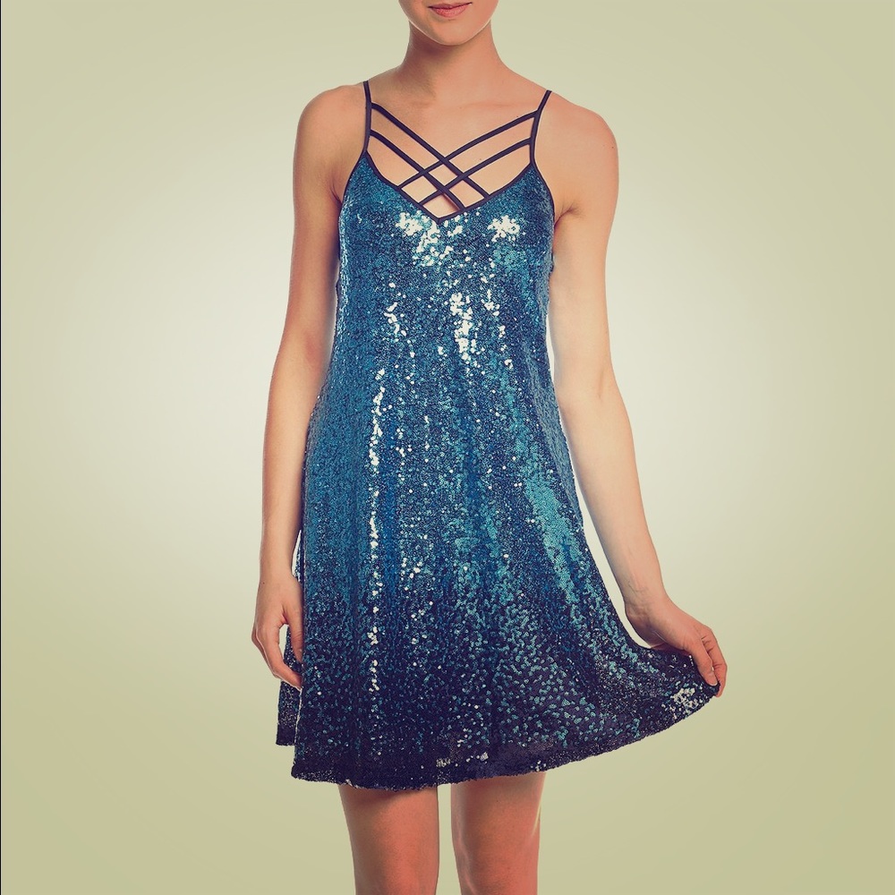 Trixxi Sequin Swing Ombre Dress