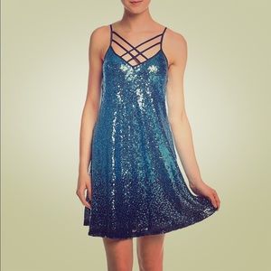 Trixxi Sequin Swing Ombre Dress