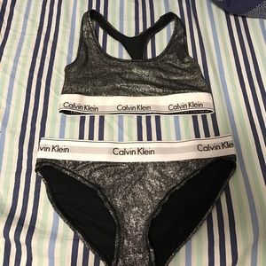 Silver Shimmer Calvin Klein underwear set