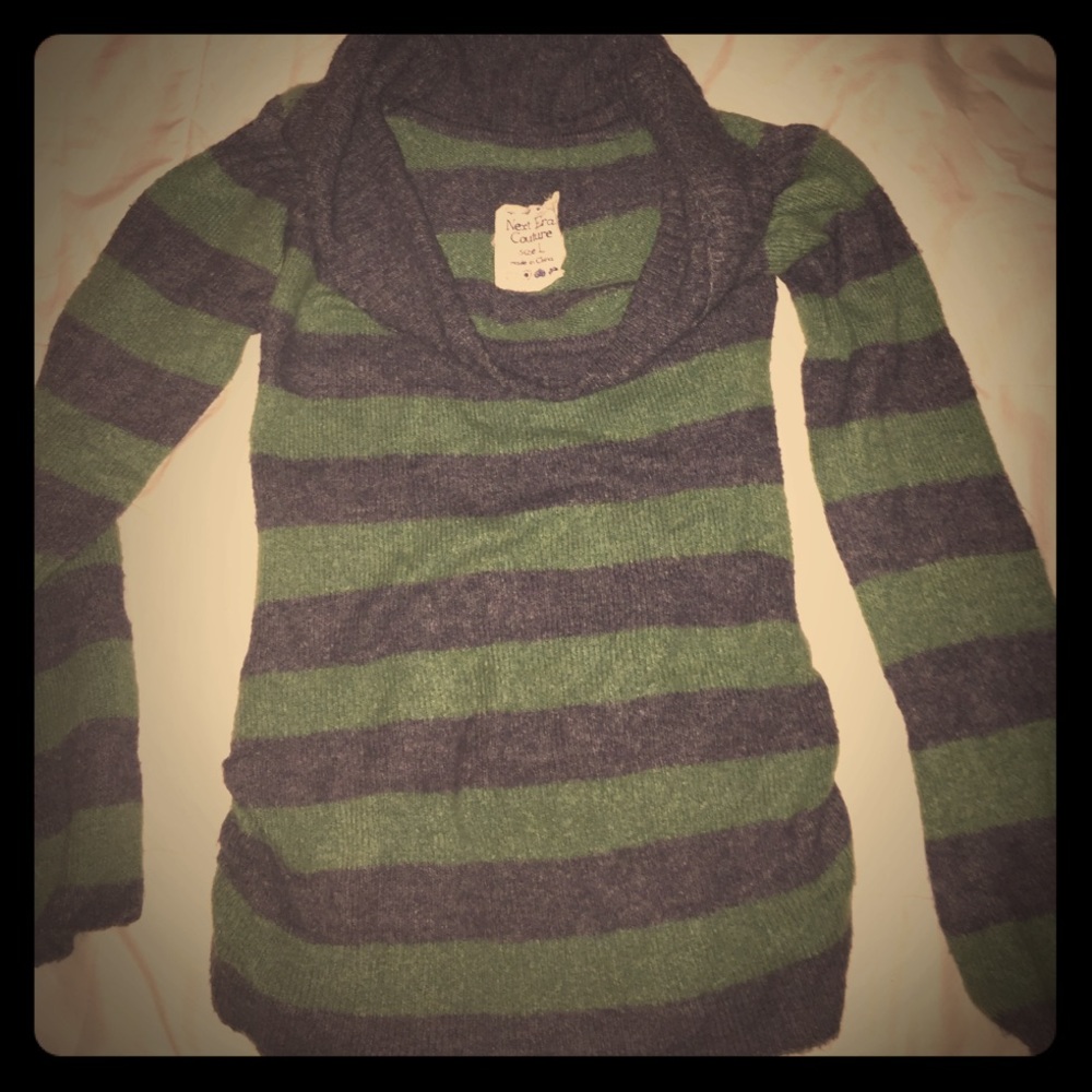 Striped Cowl Neck Sweater