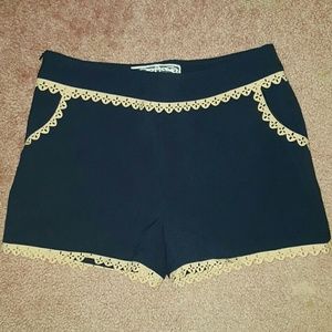 Navy lace trimmed shorts