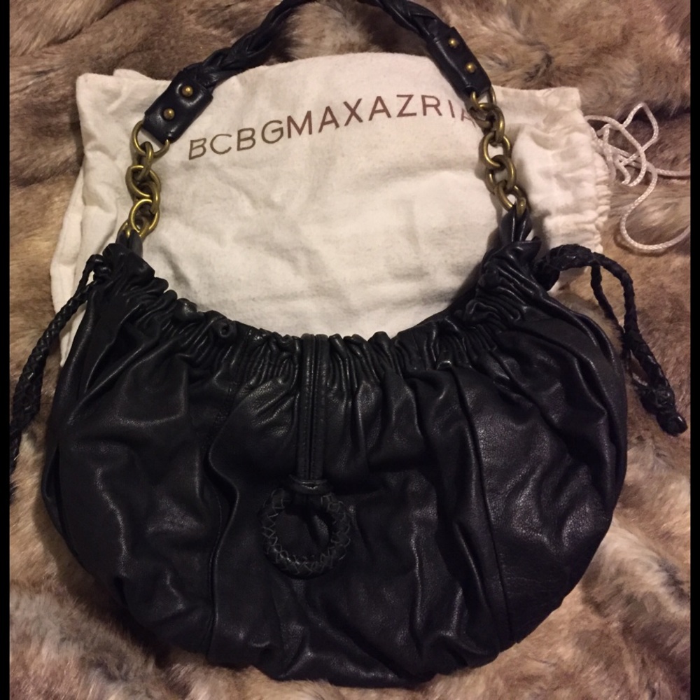 Pre-Loved BCBG Leather Ruffle Hobo