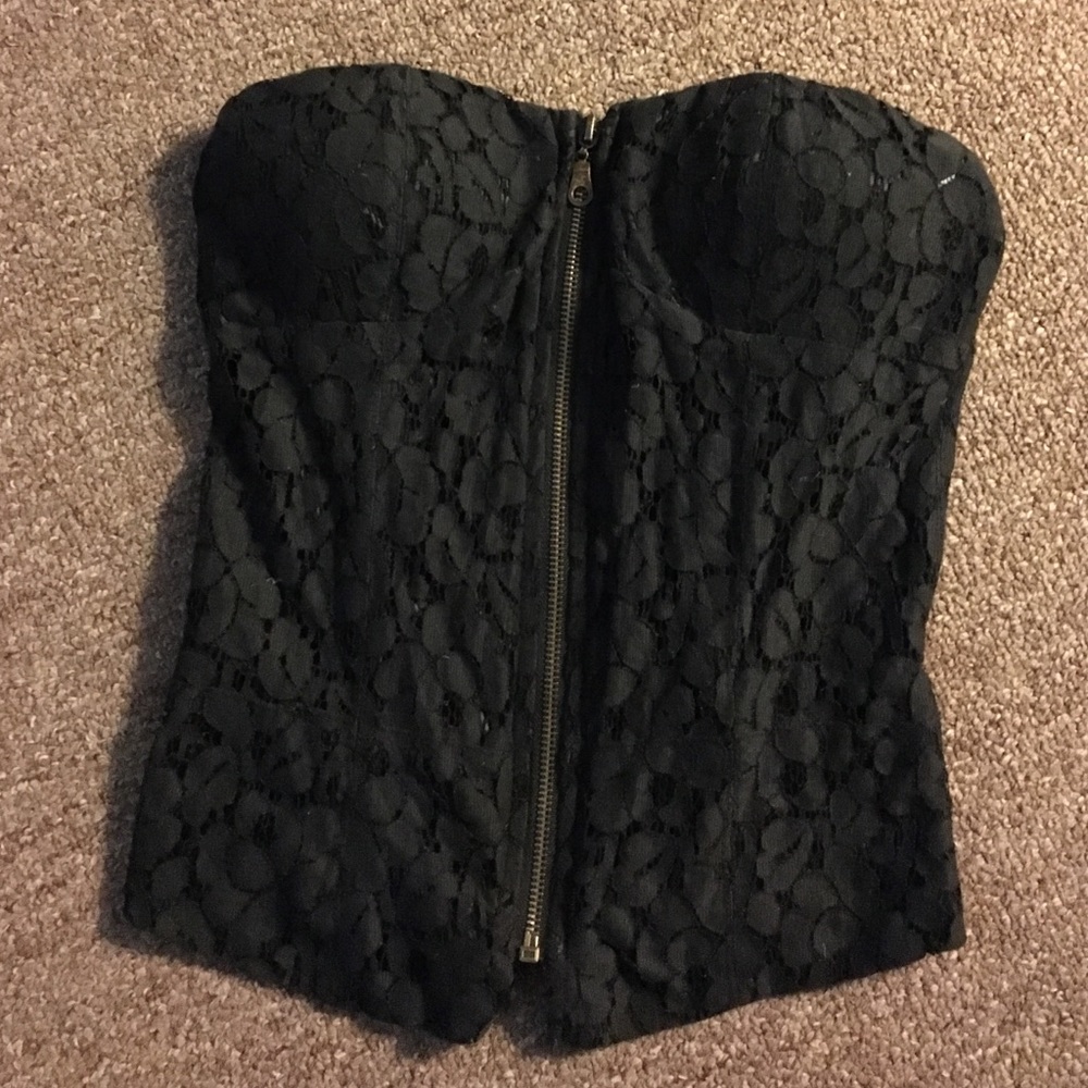Black crochet bustier tube top