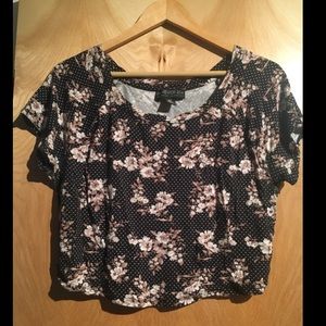 Black Floral polka dot mini crop top