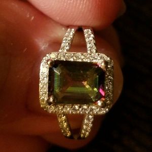 Sterling silver size 6 mystic topaz ring