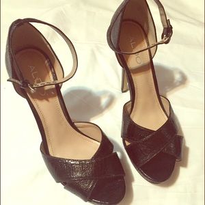ALDO black platform pumps