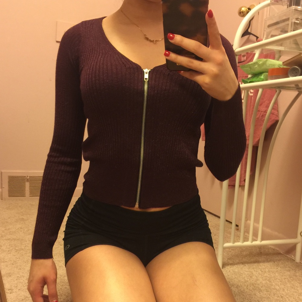 Mauve purple H&M zip down sweater