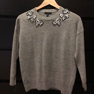 J. Crew embellished grey sweater XXS