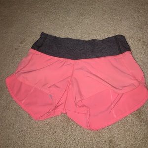 Coral Lululemon shorts