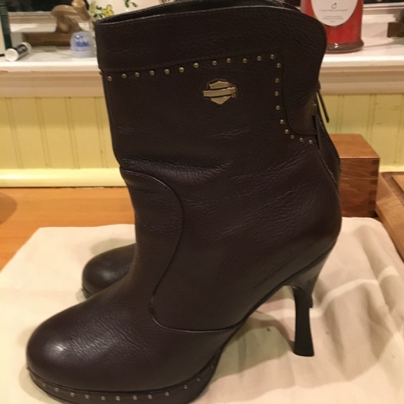 Harley-Davidson Shoes - Lk NW Harley Davidson LOGO Leather Back ZipBooties