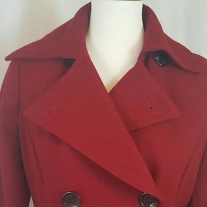 Calvin Klein Red Peacoat wool Blend Double Breaste