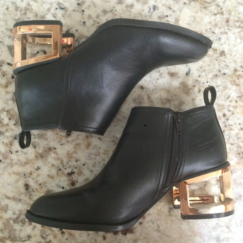 Gold Cutout Heel Ankle Booties