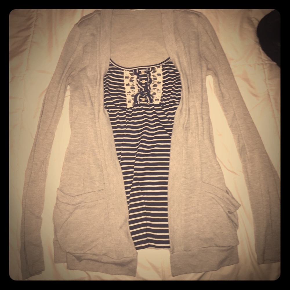 Striped Top with Cardigan