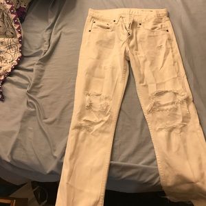Rag & bone distressed white boyfriend jeans
