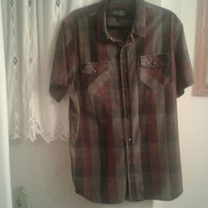 Mens Plaid Button Up Short Sleeve Shirt Hottopic