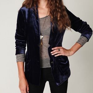 Free people blue velvet blazer