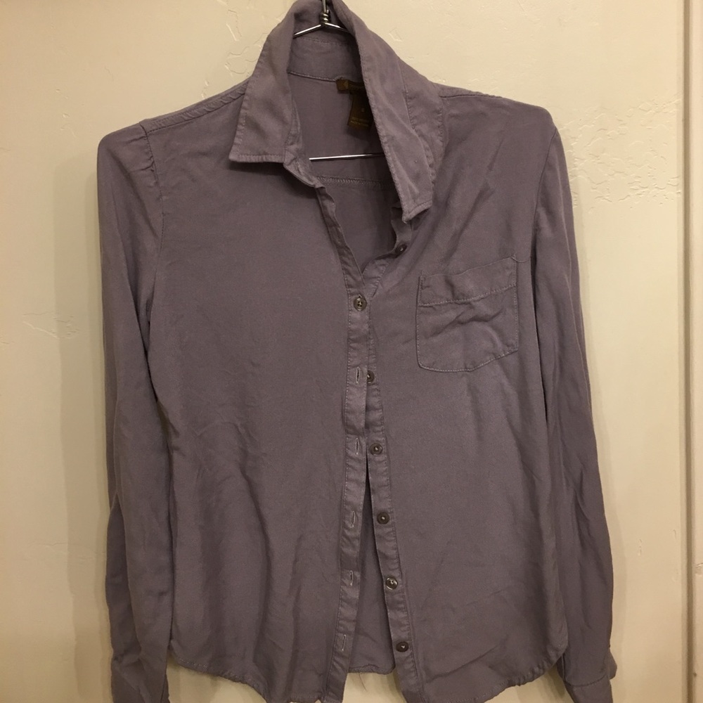 Copper key gray button down small; one pocket