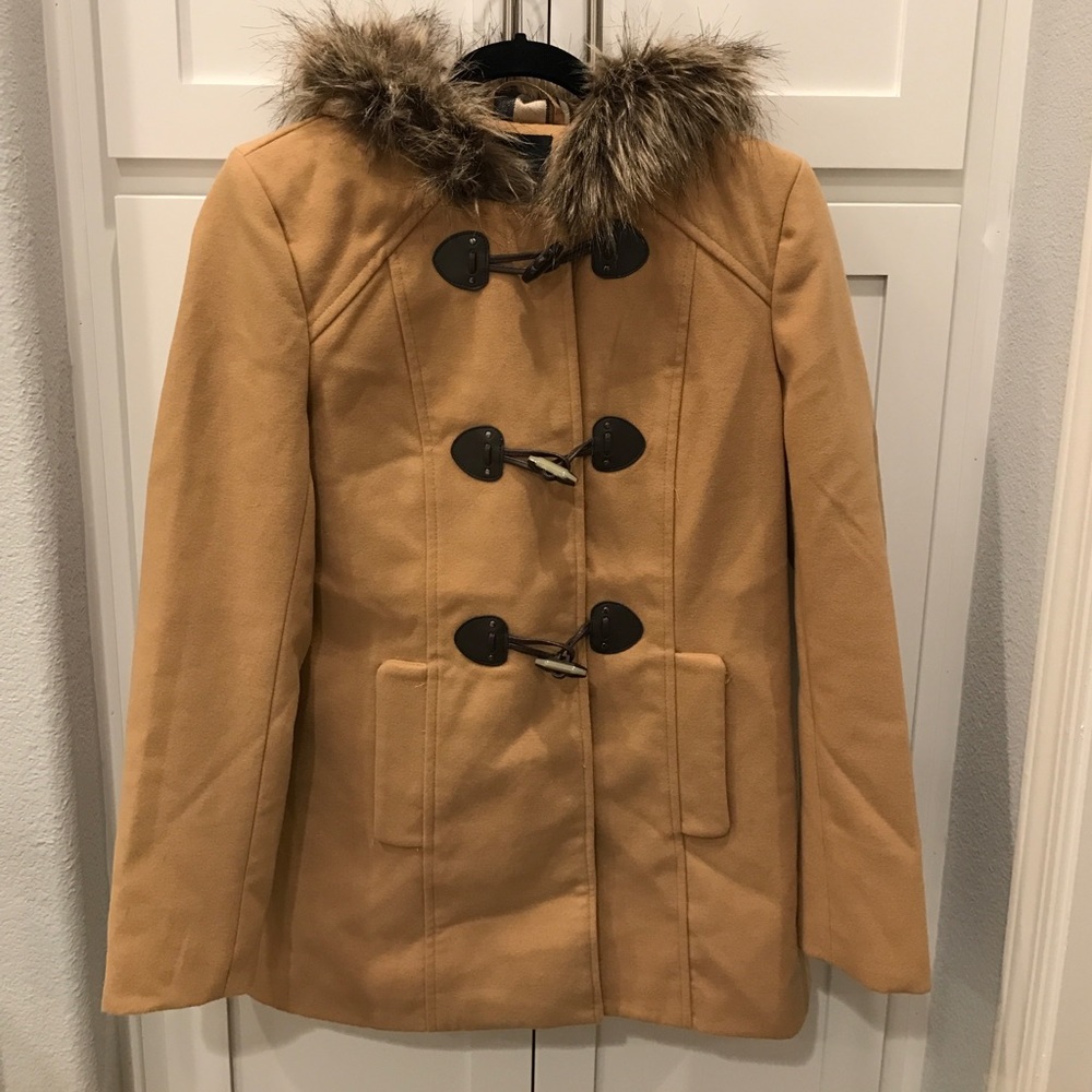 Forever21 Tan Camel Coat with Fur