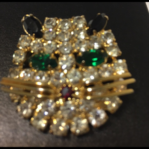 Cat brooch pin diamond style cat face - Picture 5 of 5